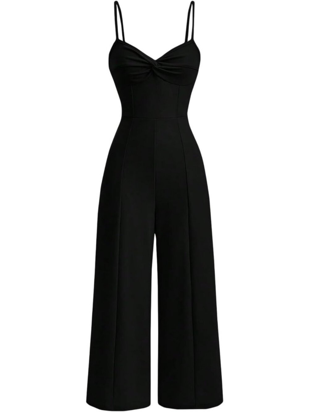 Chic Twist Front V Neck Spaghetti Strap Wide Leg Cami Jumpsuit for Women